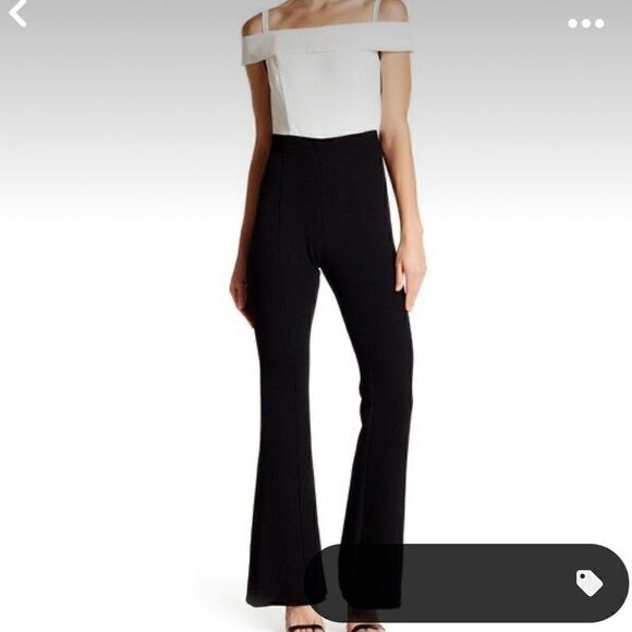 ABS by Allen Schwartz Two Toned off-the-shoulder Jumpsuit - Picture 2 of 9